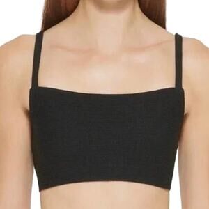 DKNY Women’s Textured Micro Scrunch Bralette Bikini Top Black Size M